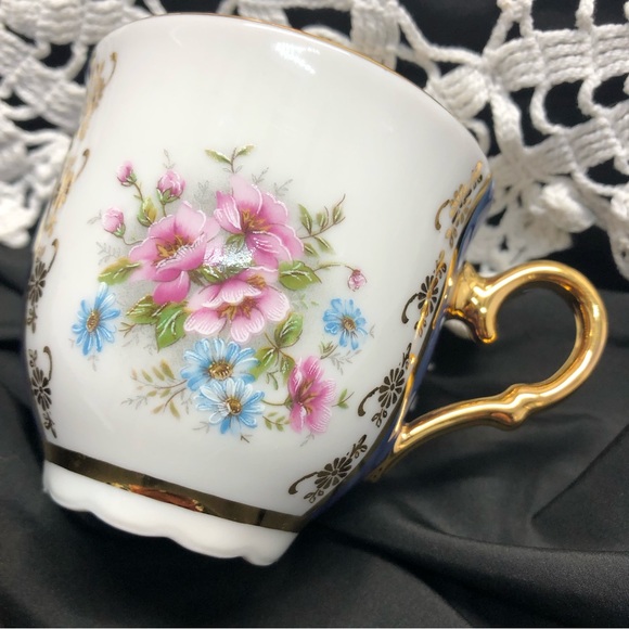 Rare Slovakia Delores MZ Bohemia Porcelaine Violet Lustreware Gold Teacup Set - Picture 7 of 15
